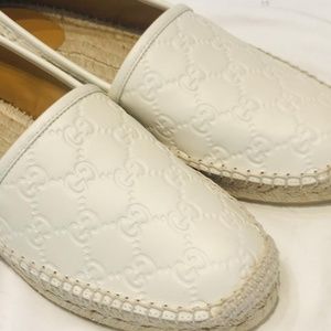 Gucci White Leather Espadrilles